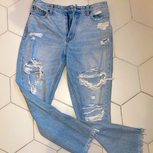 Abercrombie and Fitch ripped girlfriend jeans